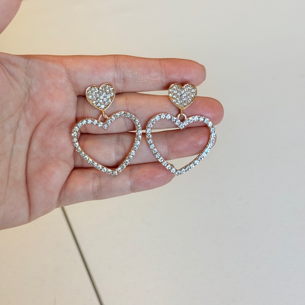 Gold Heart Earrings - Picture 3 of 9